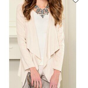 Charlie Paige Waterfall Cardigan Blazer Beige Gray